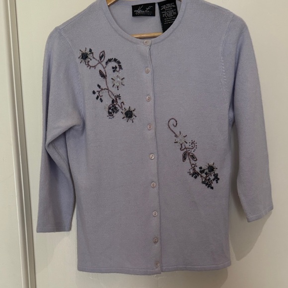Kathie Lee Collection Light Purple Embroidered Cardigan - Picture 6 of 7